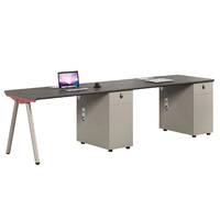 Poste de travail de bureau individuel moderne en bois avec cloison de séparation et bureau informatique, ensemble de mobilier personnalisable