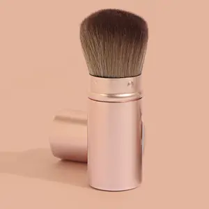 Private Label Custom Retractable Blush Brush Portable Travel Rose Gold Retractable Make Up Brush Beauty Tools