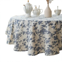Nappe ronde de luxe en non-tissé, faite à la main, à motif floral imprimé, pour mariage, fête, banquet, hôtel – Faible MOQ, prix usine