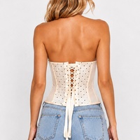 Top Corset Bustier Transparent à Pois pour Femme, Mode Estivale, Sans Bretelles, Amincissant et Sculptant la Taille, Style Club Crop