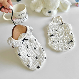 Retro lace bow <b>dog</b> <b>clothes</b>, pet cat vest, spring and summer thin <b>clothes</b>, <b>small</b> <b>dog</b> clothing, Bichon Frise - Product Image 1