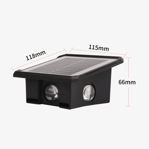<span class=keywords><strong>Lampe</strong></span> murale <span class=keywords><strong>solaire</strong></span> LED d'extérieur étanche IP65, lumière blanche chaude, pour jardin et cour, avec corps carré en PC et fonction d'éclairage vers le haut et vers le bas - Product Image 1