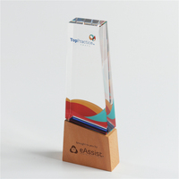 Trophée en cristal K9 personnalisé avec base en bois, récompense en verre pour événements sportifs, plaque d'honneur personnalisée