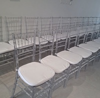 Chaise de mariage Chiavari transparente en acrylique, empilable, pour événements, capacité 660 lbs, vente en gros