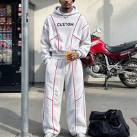 Set Hoodie Hangat Berbahan Fleece Katun Tebal Musim Dingin Pria, Set Baju Olahraga Jogging Ukuran Besar Pria, Set Dua Potong Kasual Gaya Jalanan