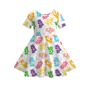 <span class=keywords><strong>Vestito</strong></span> Casual Autunnale per Bambine e Ragazze con Maniche Corte e Stampa di Personaggi Cartoon <span class=keywords><strong>Orso</strong></span> in Seta di Latte Disponibile - Product Image 1