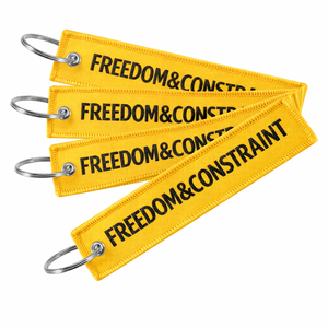 Llavero de tela Global Supply, etiqueta tejida Jet Tag, llavero con diseño temático Freedom, llavero bordado - Product Image 6