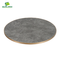 Plateau de table rond SCB résistant aux taches et à la chaleur, bordure en aluminium doré, pour hôtels, restaurants, projets de restauration commerciale