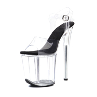 Sandales à plateforme à talon haut pour femmes, 20 cm / 8 pouces, en PVC de haute qualité, avec bride à la cheville, chaussures de pole dance