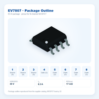 Convertisseur DC-DC Buck synchrone 30V 8.3A à canal N MOSFET SO-8, niveau logique, faible RDS(on) 25mΩ, interrupteur de charge, équivalent IRF7807