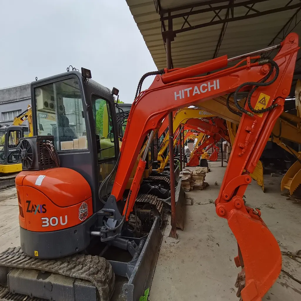 Pintura original mini escavadeiras usadas braço longo motor HITACHI 30U para construção e agricultura em guangzhou segunda mão escavadeira