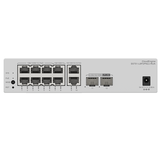 S5751-L8P2PN2J-RUA 98012494 Ethernet Switch 8*10/100/1000BASE-T Ports (6*PoE+), 2*10/100/1000/2.5GBASE-T Ports (PoE+)