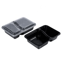 Boîtes alimentaires en plastique pour micro-ondes, forme rectangulaire, résistantes au four/micro-ondes/réfrigérateur/congélateur, anti-fuite, écologiques, 2 compartiments