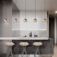 Lustre d'intérieur moderne en métal cuivré, fer, verre, lampe suspendue, interrupteur de commande, alimentation CA, installation d'ampoules pour bar d'hôtel à la maison