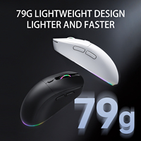 3 Mode Mouse Nirkabel Ringan dengan 6 Tingkat Penyesuaian DPI, Lampu RGB, Mouse Khusus Game Tanpa Suara