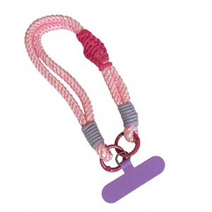 Correa de muñeca antipérdida de poliéster con cuentas de estrellas de colores, tipo bandolera, para teléfono, llavero, bolso, cuerda tejida y colgante corto - Product Image 3