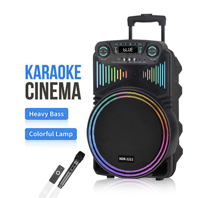 NDR-1211 High Performance for Bluetooth Speaker Wireless Microphone Mobile Trolley Design for Outdoor Karaoke Square Speaker
