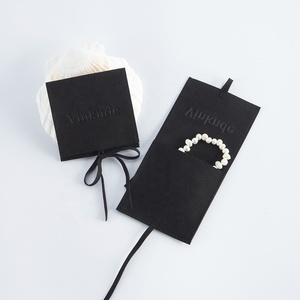 8*6cm Black Luxury Microfiber Jewelry Pouch Durable <b>Gift</b> <b>Envelope</b> Style Strings Wedding <b>Gift</b> Bag Customizable Size Logo Printing - Product Image 4