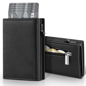 Men's Tri-fold <b>Wallet</b> Black RFID Anti-theft Coin Zipper Card <b>Holder</b> Everyday Use - Product Image 1