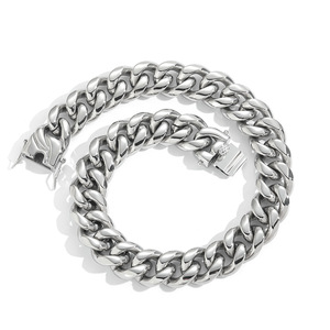 สร้อยคอสแตนเลสทรงกลมขนาด 22 มม. สร้อยคิวบาสำหรับผู้ชาย สร้อยคอแฟชั่นเท่ๆ สไตล์ Tanjing สร้อยคอแฟชั่น Lijing - Product Image 5