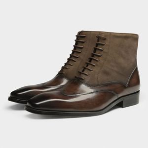 Premium Quality Gentleman's Business Leather <b>Boots</b> New Winter Genuine Leather British Style <b>Boots</b> for Outdoor Walking - Product Image 2