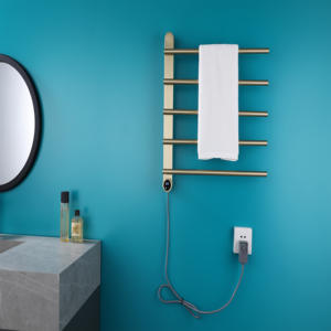 EIOIOL-Porte-serviettes électrique mural <span class=keywords><strong>vintage</strong></span> en acier inoxydable brossé gris métal pliable avec affichage numérique pour hôtels - Product Image 2