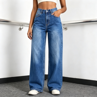 Jean Boyfriend Femme Taille Haute Ample Jambe Large Denim Vintage Streetwear Décontracté