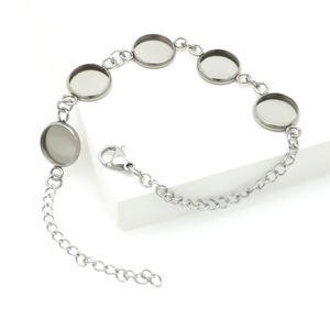 Componentes de pulsera ovalados de acero inoxidable con cierre de langosta y cadena de extensión para la fabricación de pulseras - Product Image 4