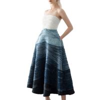 Spot Vietnam Design robe début automne nouvelle industrie lourde Denim dégradé robe fronde Maxi robe
