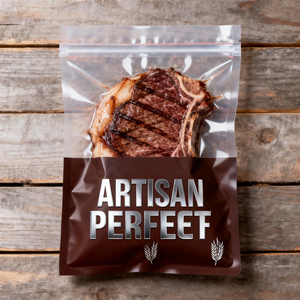 ถุงบรรจุภัณฑ์สเต็กแบบสุญญากาศแบบมีก้นตั้ง ปิดผนึกสามด้าน พิมพ์กราเวียร์ ป้องกันความชื้น กลิ่น และซีลได้ด้วยความร้อน - Product Image 3