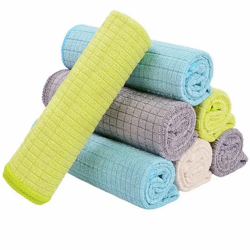 Mikrofiber Terry küçük kafes süper temizlik bezi mutfak kuru hızlı çevre dostu 300gsm ağırlık Polyester malzeme 10 adet adedi