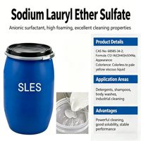 Sodium Lauryl Ether Sulfate (SLES) 70% matière active, haute mousse et faible irritation pour cosmétiques, détergents et nettoyage industriel