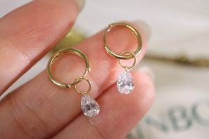 Xinfly 18K Gold 1CT Lab Grown Diamond Water Drop Earrings Au750 Pear Cute <b>Hoop</b> Design Gift Hot Sale Fine Jewelry Customizable - Product Image 2