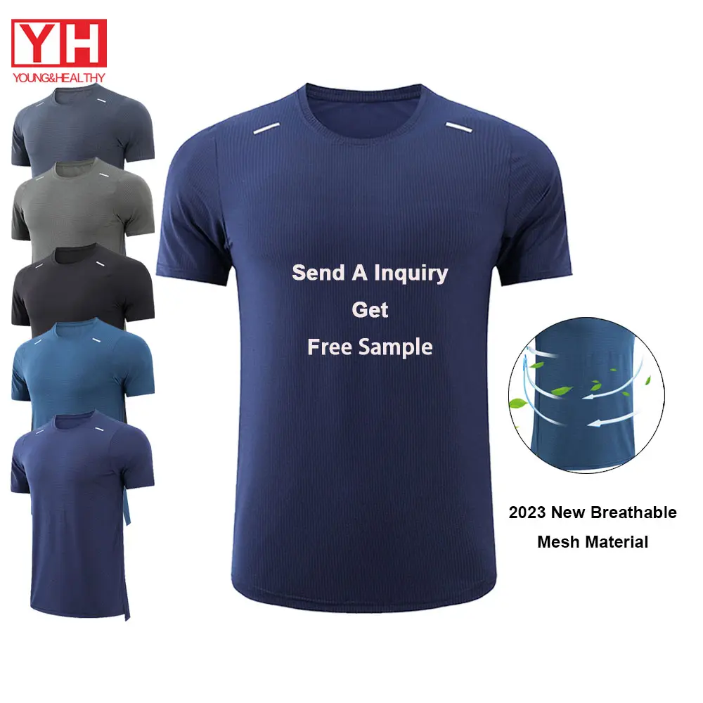 Custom Sweat Activated Breathable Training T-shirt EU Size Polyester Spandex Shirts Men's Compression Gym Shirt