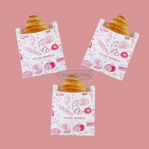 Sac en papier kraft personnalisé, enduit, pour beignets, pain grillé, emballage alimentaire jetable, résistant à l'huile - Product Image 1