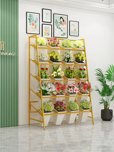 Espositore per Fiori da Fiorista, Scaffale in <span class=keywords><strong>Ferro</strong></span> <span class=keywords><strong>Battuto</strong></span> Trapezoidale a Più Livelli, Stile Semplice, per Interni - Product Image 1