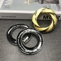 Anneau de rideau double face en spirale silencieux et lisse, avec boucle perforée, design moderne argenté/doré brillant, diamètre 74 mm