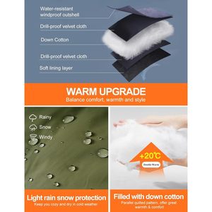 Manteau long matelassé à capuche pour femme, chaud et coupe-vent, avec fermeture éclair sur le devant, en duvet, manches longues, pour l'hiver - Product Image 4