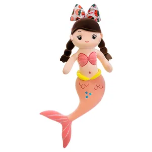 Özel tasarım güzel Mermaid peluş yatmadan oyuncaklar kendi yapmak peluş oyuncak dolması & peluş oyuncak Mermaid prenses bebek
