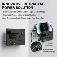 Prise murale de charge rapide standard britannique avec 2 ports USB et 2 interfaces Type-C, prise UK 13A, IP44, accessoire de charge domestique