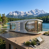 Maison capsule spatiale de luxe en structure acier, cabine modulaire préfabriquée pour hôtel-resort, camping de glamping, hébergement intelligent