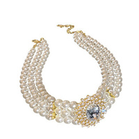 Collier de perles à rangs multiples Collier ras de cou en strass cristal bling Bijoux d'anniversaire pour femmes et filles