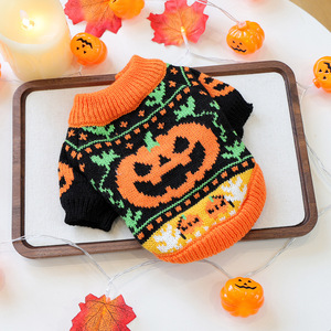 Manteau pour animaux de compagnie automne-hiver 2025 pour chiens et chats, pull déguisement citrouille d'Halloween, motif imprimé <span class=keywords><strong>bambou</strong></span> pour accessoires de Noël - Product Image 3