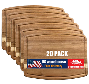 Inventario Local en EE. UU. Tabla de Desayuno y Aperitivos de Madera de Acacia para Cocina con Ranura para Jugos, Ideal para Grabado Láser - Product Image 1