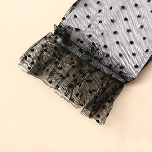 <span class=keywords><strong>Noir</strong></span> Sheers Gants Extensibles Dames Accessoires Plein Doigt Dot <span class=keywords><strong>Tulle</strong></span> Mitaines Femmes Court Dentelle Gants pour Mariage - Product Image 6