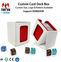 Boîte de rangement portable de luxe Torson pour cartes à double enveloppe avec fenêtre de présentation, plateau à dés en cuir PU, fermeture magnétique, personnalisable, coffret cadeau