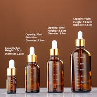 Emballage en stock flacons compte-gouttes d'huile essentielle sérum liquide motif gradué ambre 50ml 30ML flacon compte-gouttes en verre avec échelle