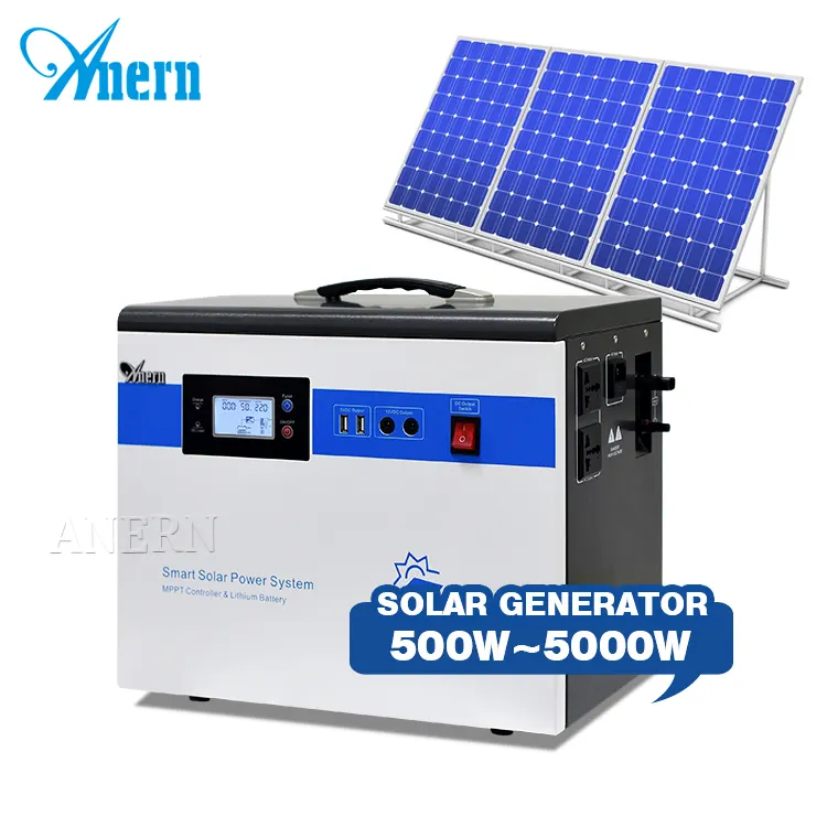 Nern-generador de energía solar portátil, sistema de energía solar para el hogar, 5kw 500W 1kw 2kw 3kw