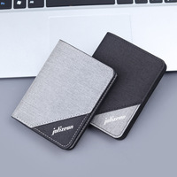 Dompet Pendek Kanvas Anti-RFID Multi-Kartu, Bukaan Terbuka, Lapisan Katun, Portabel, Serbaguna