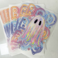 Transferts thermiques DTF prêts à poser, à décoller à chaud ou à froid, avec motifs personnalisés Halloween Ghost Boo-jee pour T-shirts, sweats à capuche et sacs